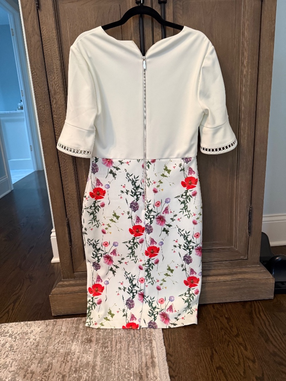 Ted Baker London White Wesa Hedgerow Floral Print Bodycon Dress